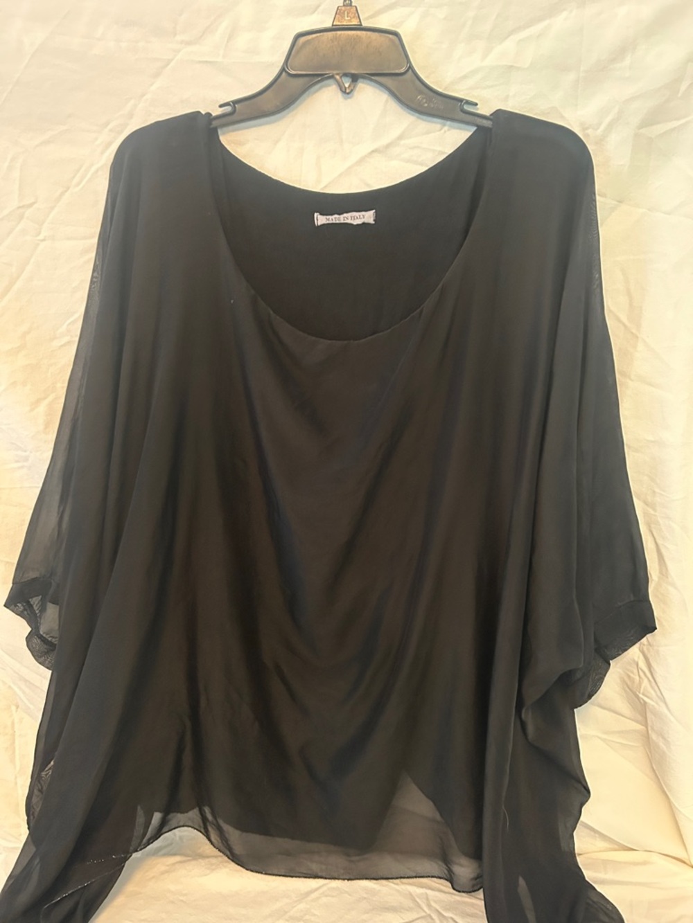 Sheer Black Draped Women's Tunic - Timeless Layering Piece